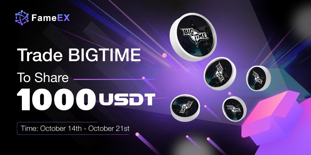 🤑FameEX is holding a 1000 USDT #Airdrop to celebrate the launch of #BIGTIME. If you trade $BIGTIME, you will win 100% of the rewards!

✅Follow <a href="/FameEXGlobal/">FameEX Global</a> &amp; <a href="/FameEXzh/">FameEX中文频道</a>
✅RT &amp; Like &amp; Tag 3 friends
✅Fill in: gleam.io/kE2p8/trade-bi…

🎁1000 $USDT

#Giveaway <a href="/playbigtime/">Big Time</a>