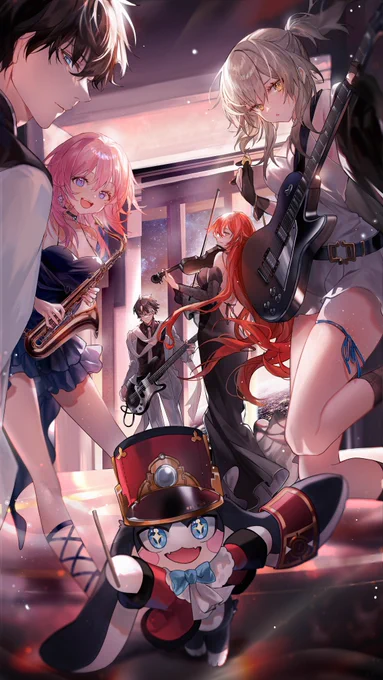 明日の同人コンサートにてこちらの一枚絵を描かせていただきました列車組で演奏している一枚です|*'ω`*)#HoYoFair #HonkaiStarRail #StarRailFanMadeConcert #スターレイル同人コンサート 