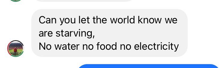 This is the last message he sent to me. Please help them leave. He has three babies.