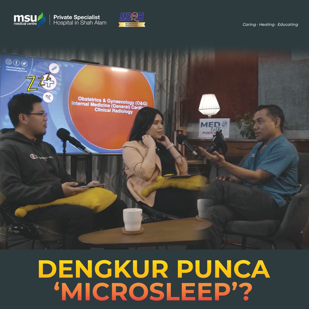 MedTalk podcast this time uncovers the topic of 'Dengkur punca Microsleep'? Join us in this friendly banter with Dr. Nor Azmi Mohamad, Consultant Ear, Nose & Throat (ENT) #MSUMC. Don’t forget to subscribe to our Youtube channel👌 Youtube--> bit.ly/3Qfs2rL