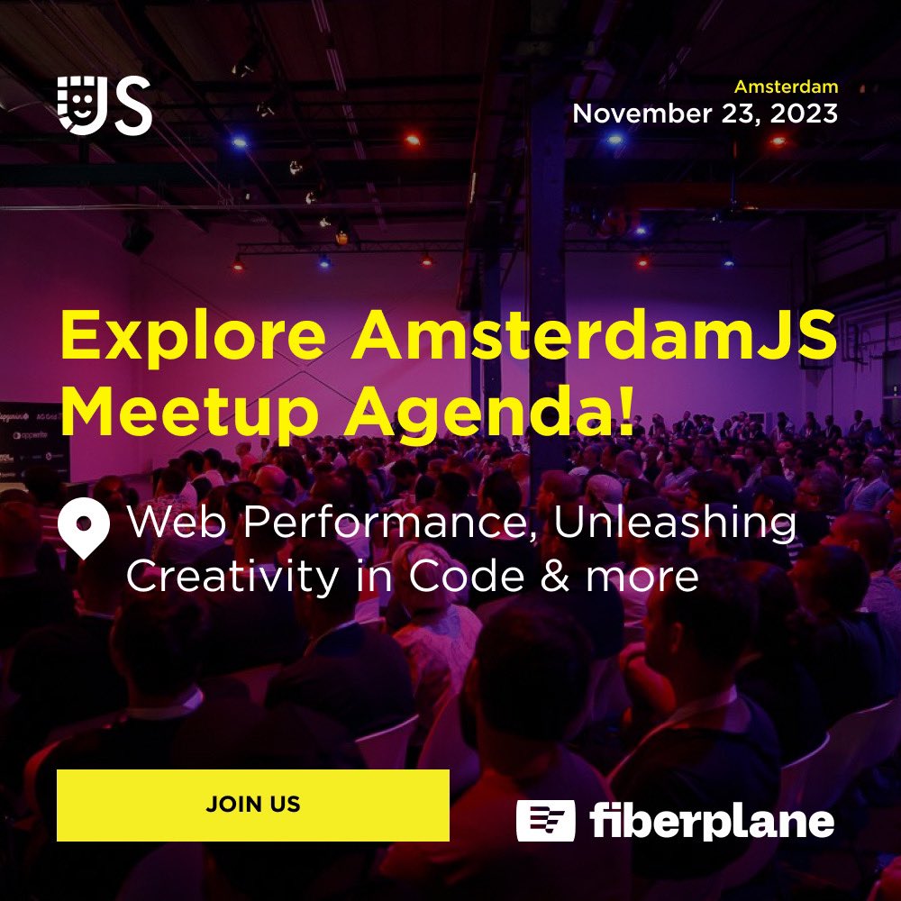 thejsnation's tweet image. Amsterdam #JavaScript Meetup is on it’s way📣

⌚November 23, 6:00 pm

Check out the agenda and register now via the link🗓️shorturl.at/ajHS7

Huge thanks to our friends for support @fiberplane!