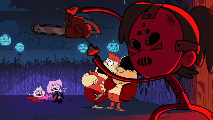 Lynn wearing Hockey Masked Killer from Friday The 13th
and Lynn's Weapon is Chainsaw.

Happy Friday 13th!!

#LynnLoudJr #LoriLoud #RitaLoud #TheLoudHouse #Scene #Season2 #Nickelodeon #FridayThe13th #Friday13th #Halloween