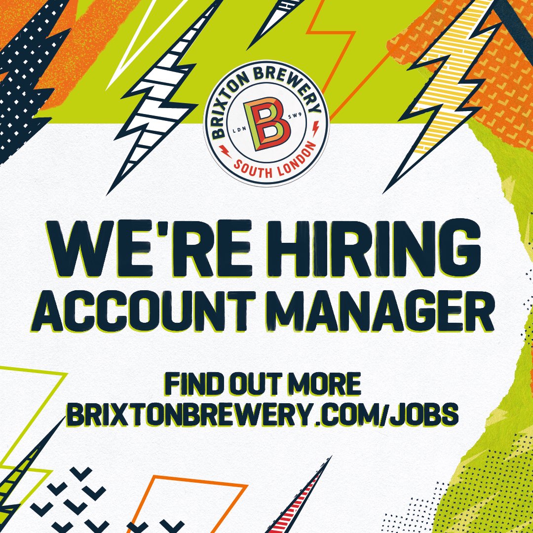 We're hiring!  ⚡️ We have an exciting role going - Account Manager and are looking for the right person to join the team!  Check out our website for all the details: brixtonbrewery.com/pages/jobs