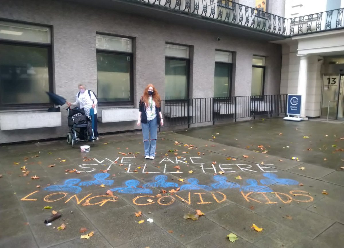 “We are still here and we must not be forgotten just because we can’t do the things we did before. We need someone who understands Long Covid to fight our corner” Rosie. Rosie outside @covidinquiryuk representing 62,000 children in the U.K living with #LongCovid #GiveUsHope