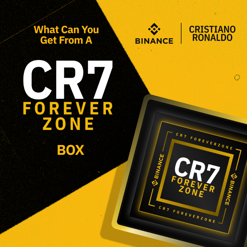 binance's tweet photo. "What can I get from a CR7 ForeverZone Box?"

Swipe to find out 👉