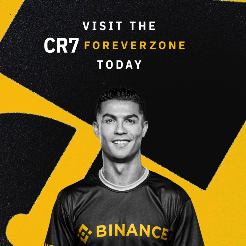 binance's tweet photo. "What can I get from a CR7 ForeverZone Box?"

Swipe to find out 👉