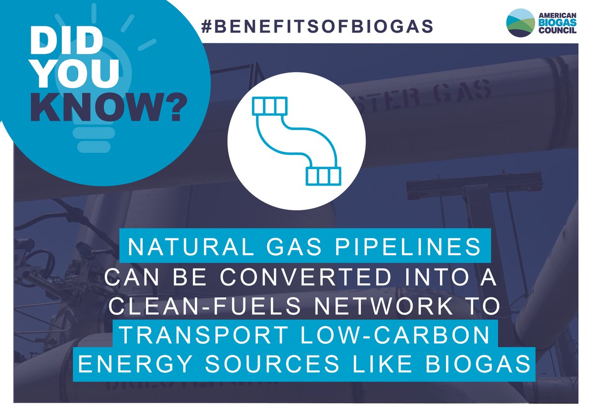 As we reduce fossil fuel use, using natural gas pipelines can aid in the journey toward net zero by utilizing this already paid for infrastructure to efficiently transport clean fuels like #RNG, hydrogen, and other #renewablegases. #BenefitsOfBiogas #GHGReduction <a href="/ambiogascouncil/">American Biogas C.</a>