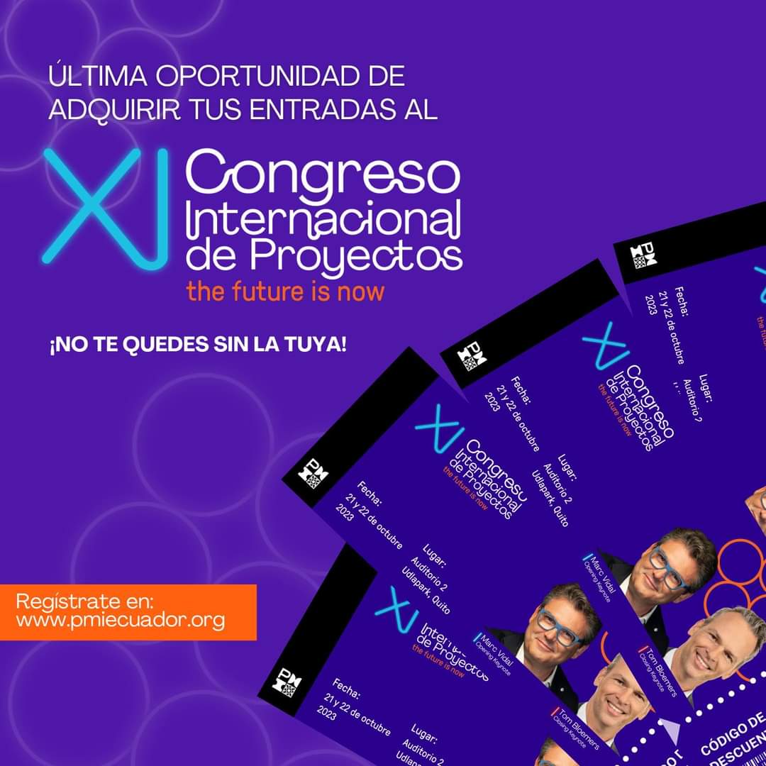 mayritavalle's tweet photo. 📆 20 y 21 de octubre
El evento más grande de #ProjectManagement del año! 
No te quedes sin tu entrada 
https://t.co/17P8jhtkLH
@PMInstitute @PMIEcCommunity https://t.co/UxpVdIkkkp