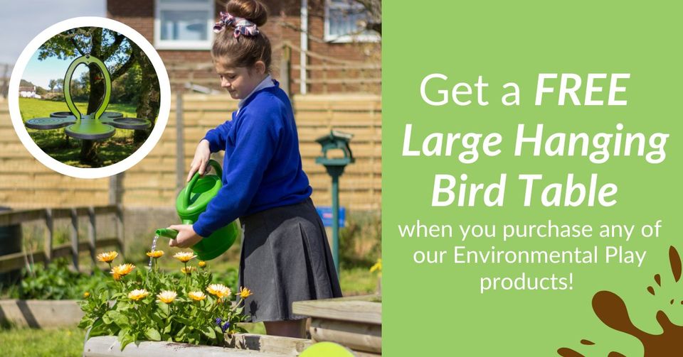 Unlock the magic of #environmentalplay at your #schoolplayground & save on #playground planters!🌱Get a FREE Large Hanging Bird Table with your purchase of any Environmental Play product in our latest promo 👉bit.ly/3EC8ebe ♻