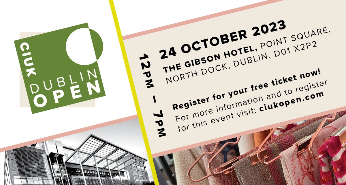 On Tuesday 24th October you will be able to find our team at #DublinOPEN from 12noon - 7pm at The Gibson Hotel, Dublin.  

Join us and discover fabrics perfect for your commercial project! Follow this link to register eu1.hubs.ly/H05GbvD0