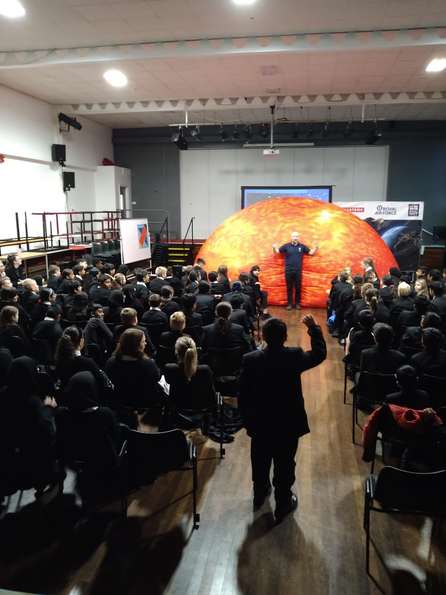 LadybridgeHigh's tweet photo. A huge thankyou to Matt and Ele from @Roadshow_Team for delivering a 'stellar' STEM roadshow to Year 7 this morning! 🌟 Learning all about the ocean, land and #space with some great #communication challenges! #LadybridgeLearners #STEM #engineering #science https://t.co/nAzUuwku2V