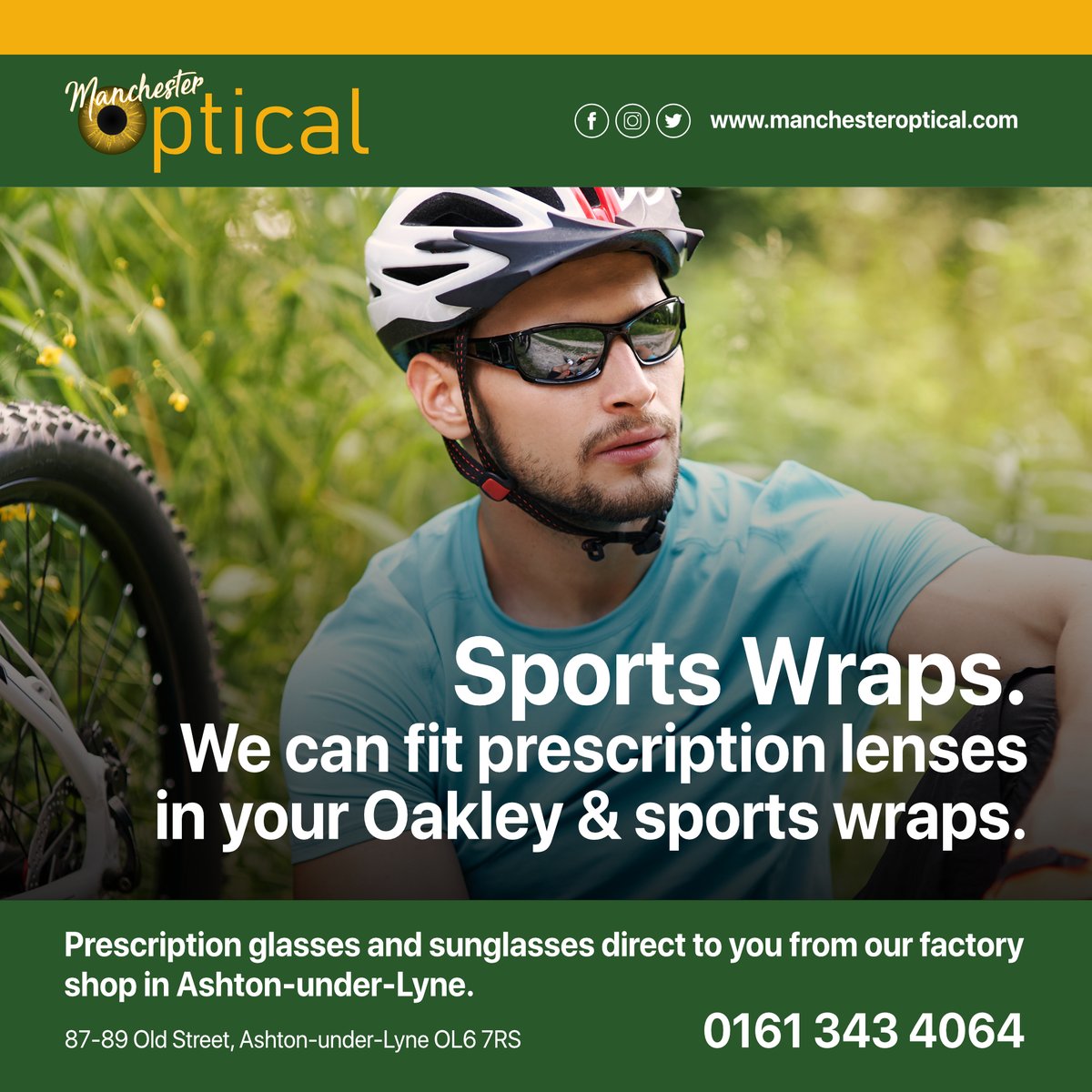 Do you enjoy #cycling, #running or #hiking in the #Manchester area and need prescription lenses in your #Oakley or sports wrap frames? 

We're experts at fitting lenses in these types of frames here at our #AshtonUnderLyne factory shop. Get in touch today for more information.