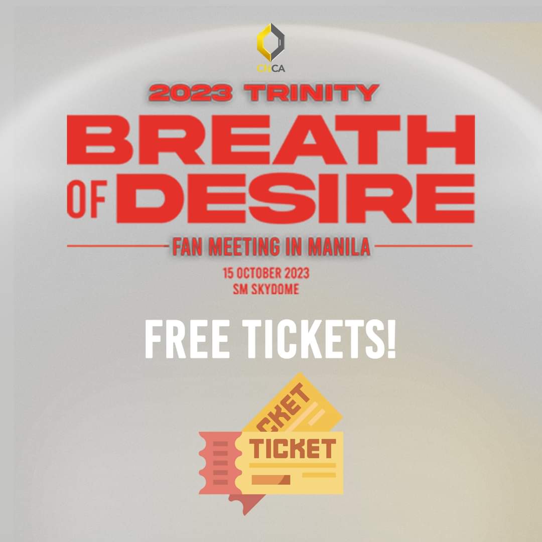 cnca_media's tweet photo. Hello, Twilights! 🤩

Get a chance to watch TRINITY up-close and personal at their 'Breath of Desire' fan meeting in Manila at the SM Skydome on October 15, 2023 (7PM).

Here's how: https://t.co/dvTNBhoEKA