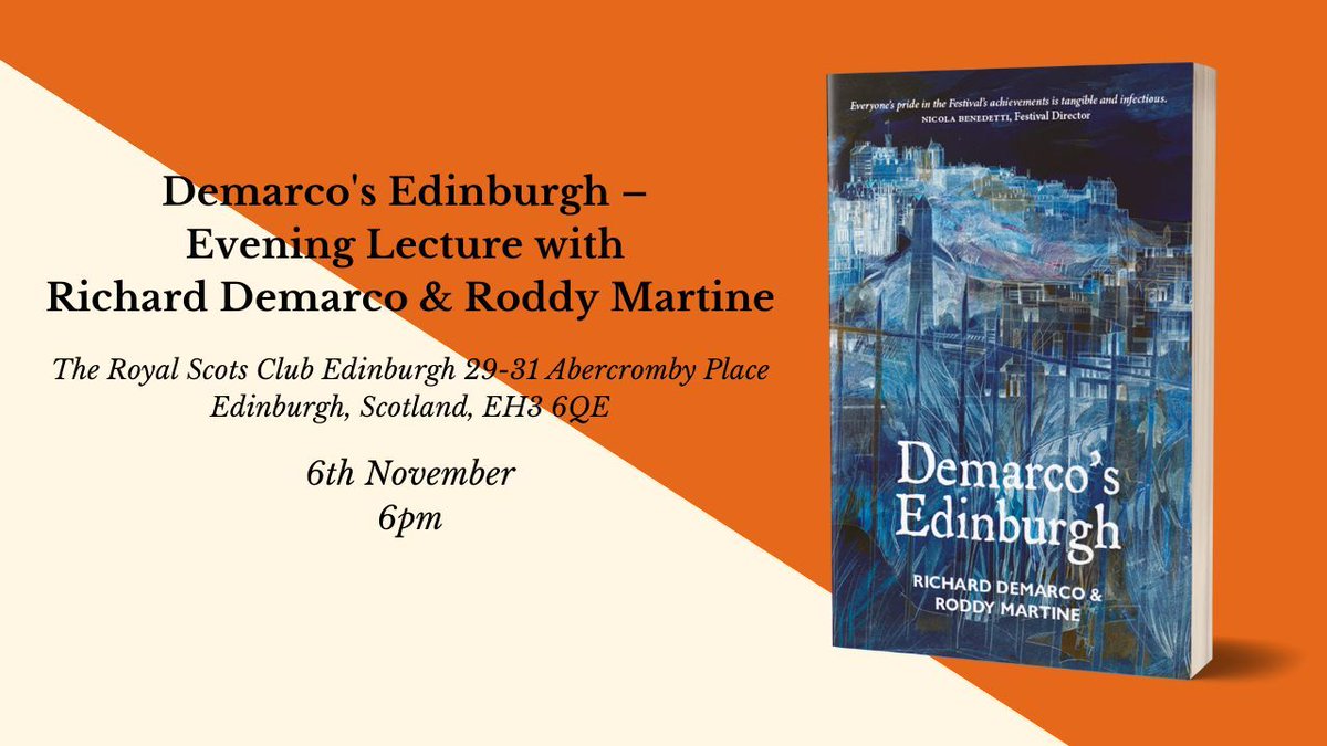 🚨 UPCOMING EVENT! 🚨 Explore The Edinburgh Festival through Demarco's Edinburgh in this evening lecture with the man himself, Richard Demarco and Roddy Martine. 👉 buff.ly/3rKT1lw 👈 #Edinburghwhatson #Edinburghevent #Bookevent @R_Demarco90 @Powderhall