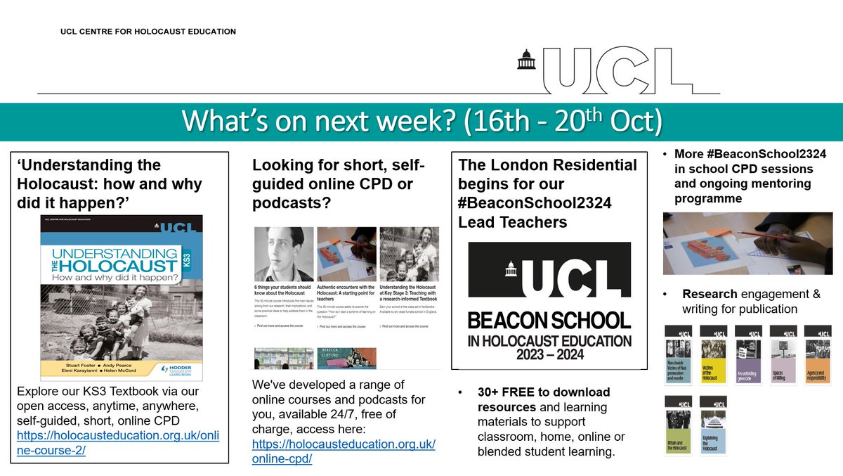 Though there is variation in when it begins or its length, half term is approaching: but #WhatsOn next week?
✔️Welcoming #BeaconSchools2324 Lead Teachers to our London Residential
✔️Short, self-guided online CPD courses
✔️Research, podcasts &amp; more.
RT