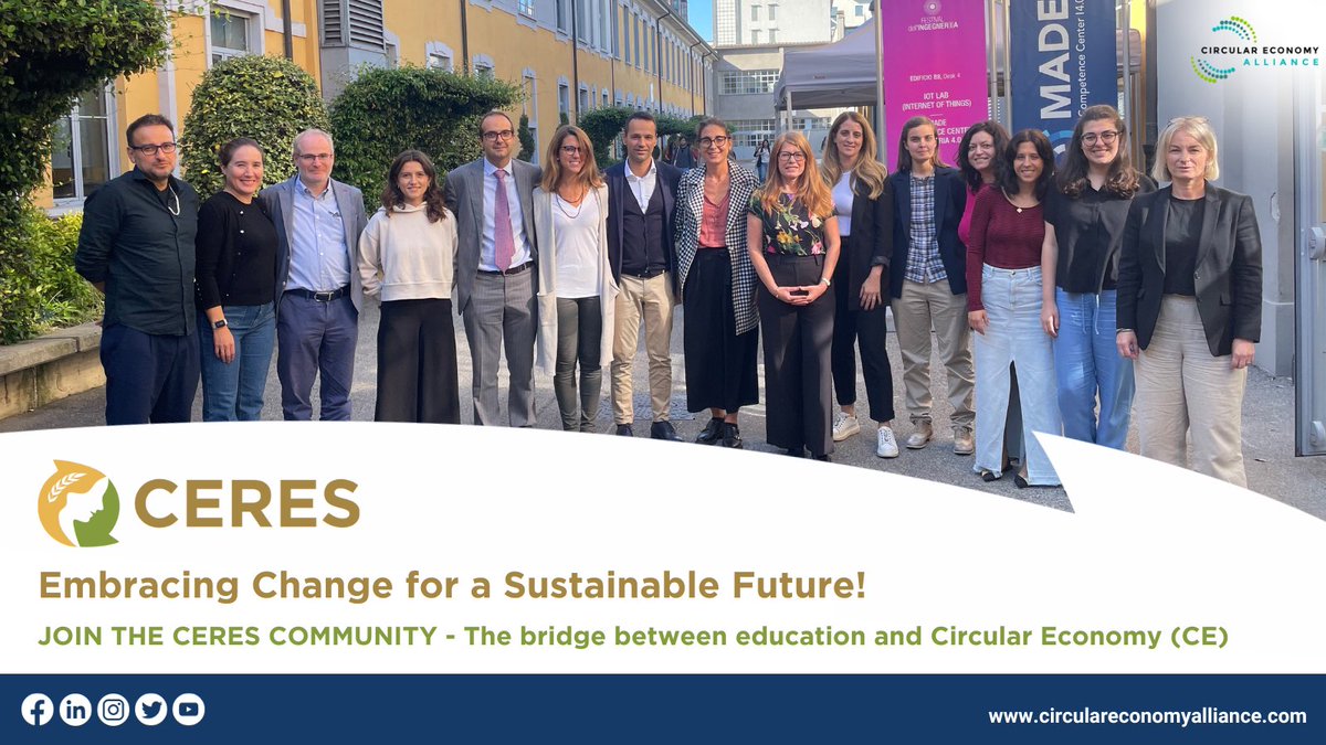 Introducing #CERES - The bridge between education and #CircularEconomy (CE). CERES builds skills through higher and vocational #education. #CEA is proud to be part of this transformative journey towards a #circular and #sustainablefuture! 
Know more: docs.google.com/forms/d/e/1FAI…