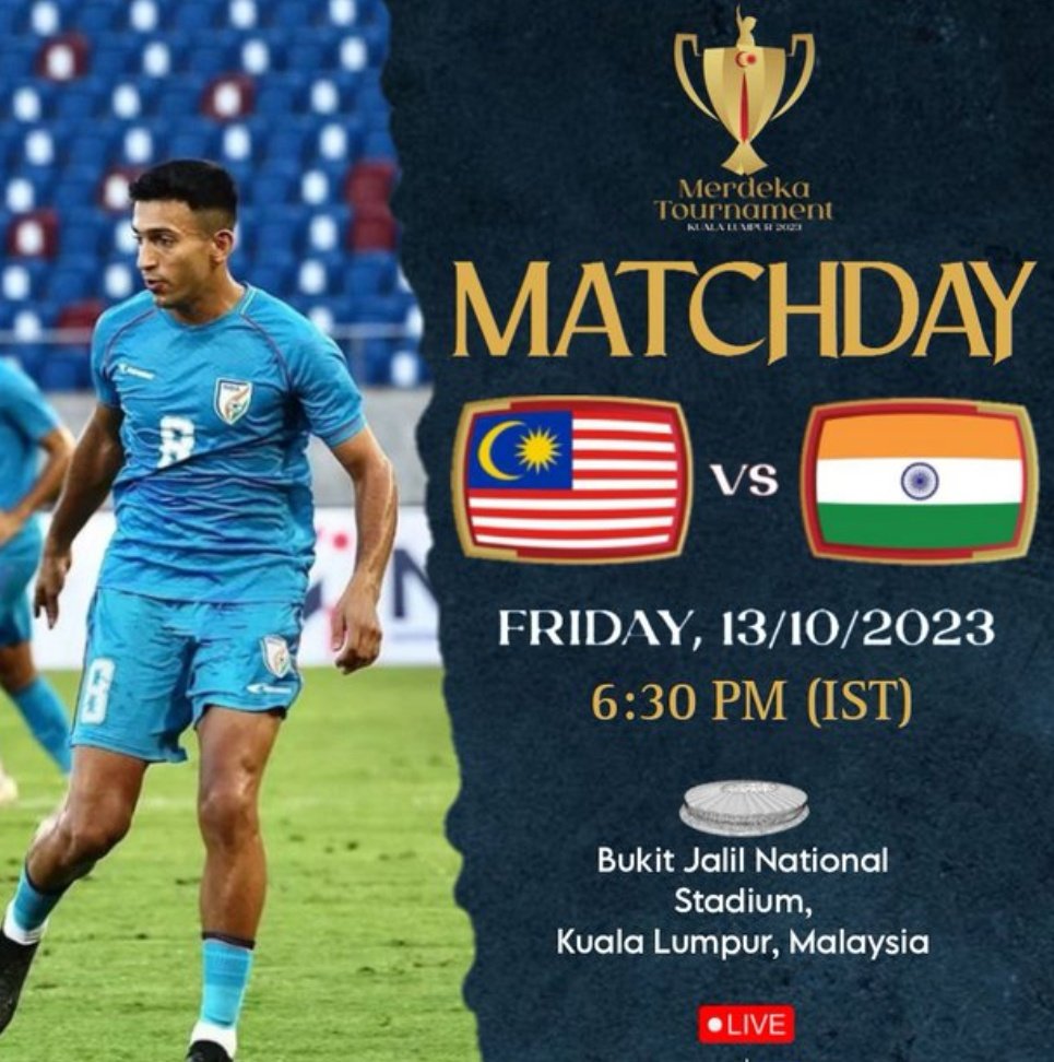 #BlueTigers will face host Malaysia 🇲🇾 in the opening match of the Merdeka Tournament 2023 🏆
Come on India! 💙
📺 Watch LIVE on the Indian Football YouTube channel and Eurosport TV

#IndianFootball #BackTheBlue #PestabolaMerdeka2023 #MarinersBaseCamp #Malaysia