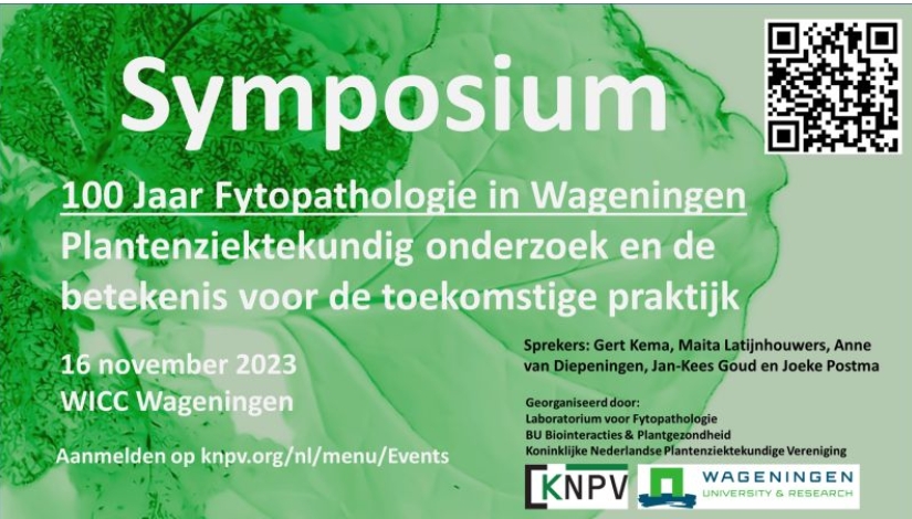 Symposium over 100 jaar #fytopathologie in Wageningen - plantenziektekundig onderzoek en de betekenis voor de toekomstige praktijk. #plantenziekte #plantdisease #wur #phytopathology 16 november in Wageningen knpv.org/nl/menu/Events