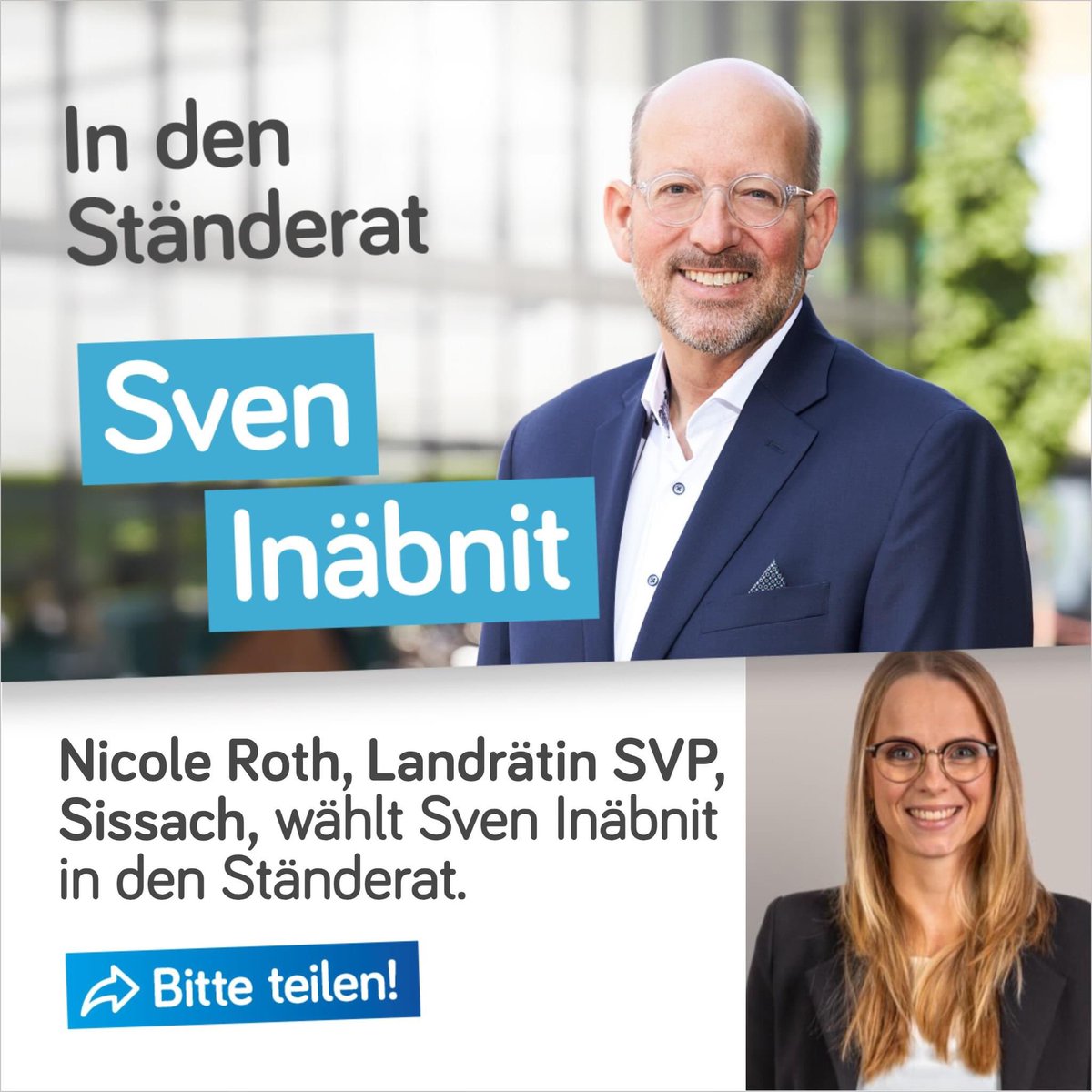Nicole Roth (@nicole_roth_bl) on Twitter photo Wählt <a href="/sveninaebnit/">Sven Inäbnit</a> in den Ständerat💪
#ständeratswahlen #wechsel #bürgerlich
<a href="/svp_bl/">SVP Baselland</a> <a href="/FDP_BL/">FDP. Die Liberalen Baselland</a> <a href="/DieMitte_BL/">Die Mitte Basel-Landschaft</a> Wählt <a href="/sveninaebnit/">Sven Inäbnit</a> in den Ständerat💪
#ständeratswahlen #wechsel #bürgerlich
<a href="/svp_bl/">SVP Baselland</a> <a href="/FDP_BL/">FDP. Die Liberalen Baselland</a> <a href="/DieMitte_BL/">Die Mitte Basel-Landschaft</a>