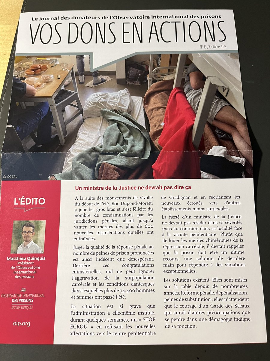 DelphineBOESEL's tweet photo. Pour sûr, un ministre de la justice ne devrait pas dire cela. Merci @M_Quinquis @OIP_sectionfr #prison https://t.co/3zRXuDOy5F