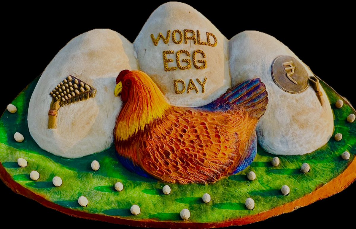 #WorldEggDay is celebrated on the second Friday of October every year . To raise awareness of the nutritional benefits of #eggs, My SandArt .