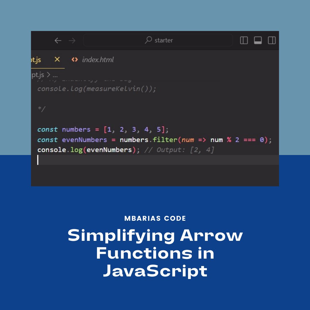 mbaria91's tweet photo. In this example, the filter() method is used to create a new array that contains only the even numbers from the original array. The arrow function (num => num % 2 === 0) is passed as an argument to filter(), and it returns true for even numbers and false for odd numbers. #code https://t.co/hRvDPXudGm