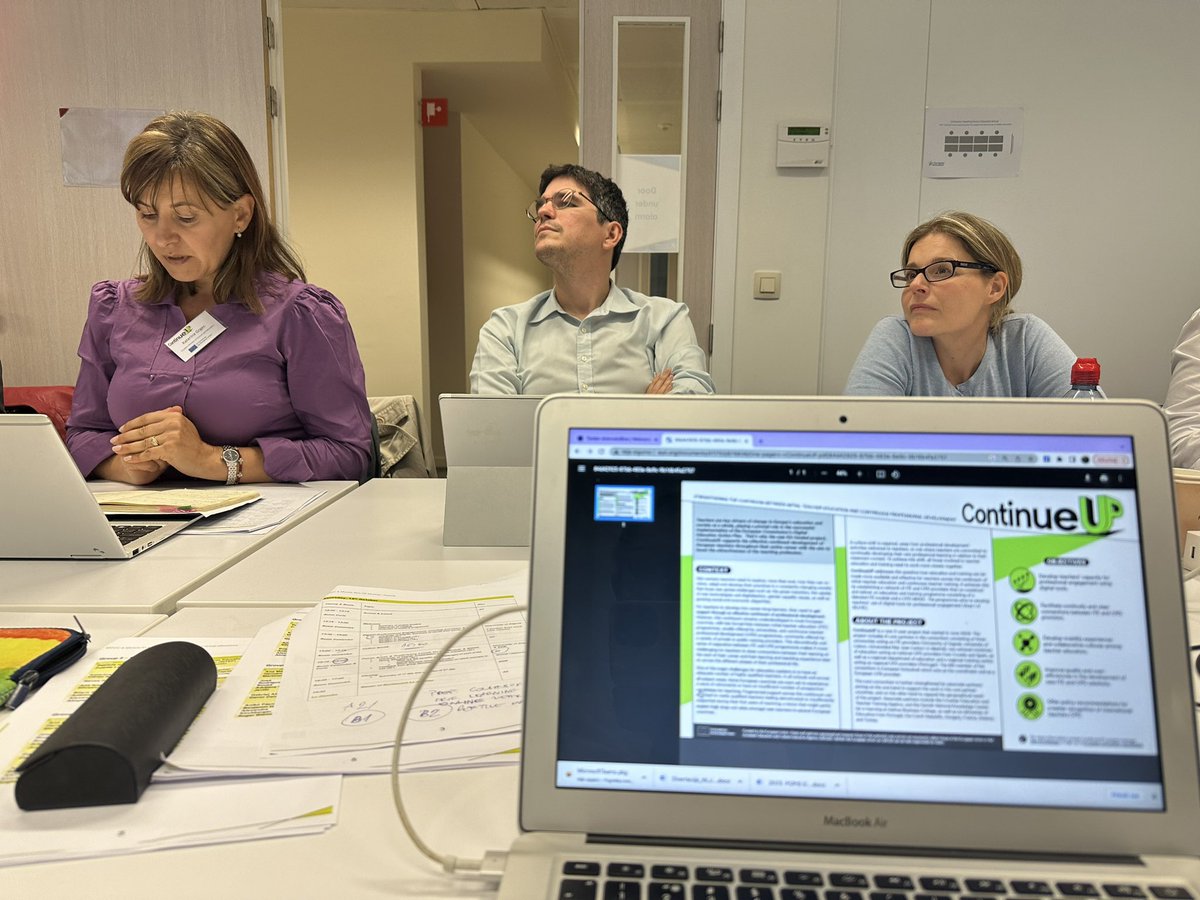 VisnjaRajic's tweet photo. IT is our first F2F meeting @eu_schoolnet In #Bruxelles For the project #ContinueUP #Teacheracademies and we are working har on CO-creation of ITE module and CPD MOOC on #digicompedu Professional engagement. IT is already M5 of a 3 yrs project! https://t.co/jnwYYFJk0W