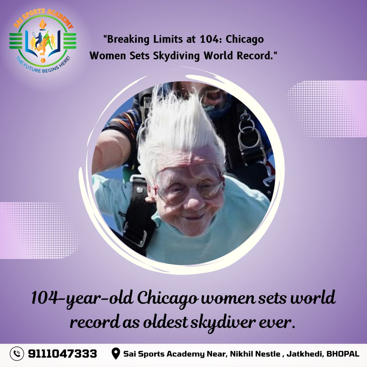 SAISPORTSACA's tweet photo. "Breaking Limits at 104: Chicago Women Sets Skydiving World Record."
.
#SkydivingRecord
#WorldRecord
#InspiringWomen
#BreakingLimits
#ChicagoSkydiving
#RecordBreaking
#SkydivingAchievement
#RemarkableFeats
#EmpoweringWomen
#SkydivingSuccess
#CelebratingSuccess
#InspireOthers https://t.co/Il5HdVdHpg