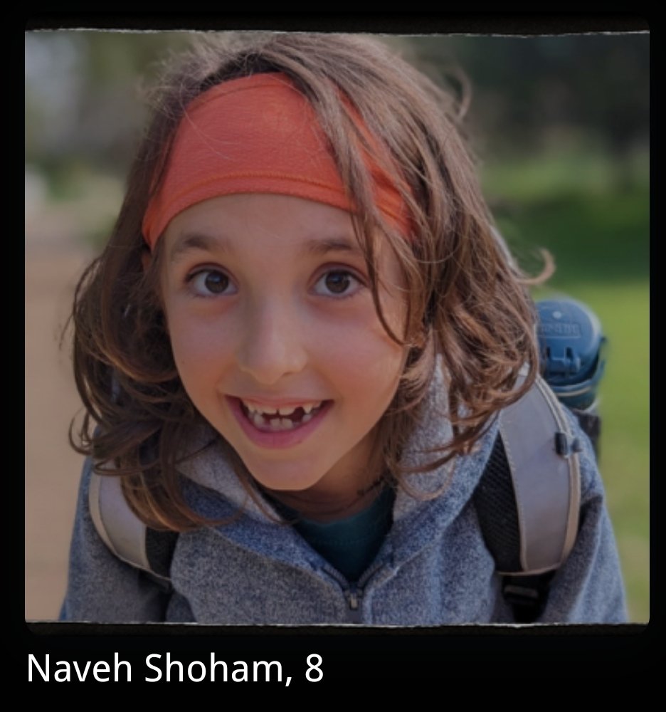 Naveh is 8 years old and he is a hostage.

What can you do?
USE YOUR VOICE
 
*Write to your representatives 
* Be clear about terrorism 
#Hamas_is_ISIS

stories.bringthemhomenow.net