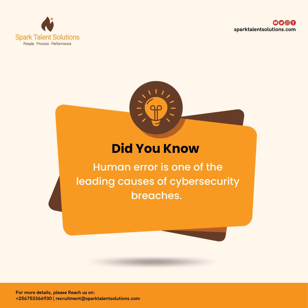 sparkTsolutions's tweet image. Did you know? Human error is one of the leading causes of cybersecurity breaches. Spark Talent Solutions offers training programs to empower your employees with the knowledge to become your strongest defense. #HumanFirewall #SparkTraining