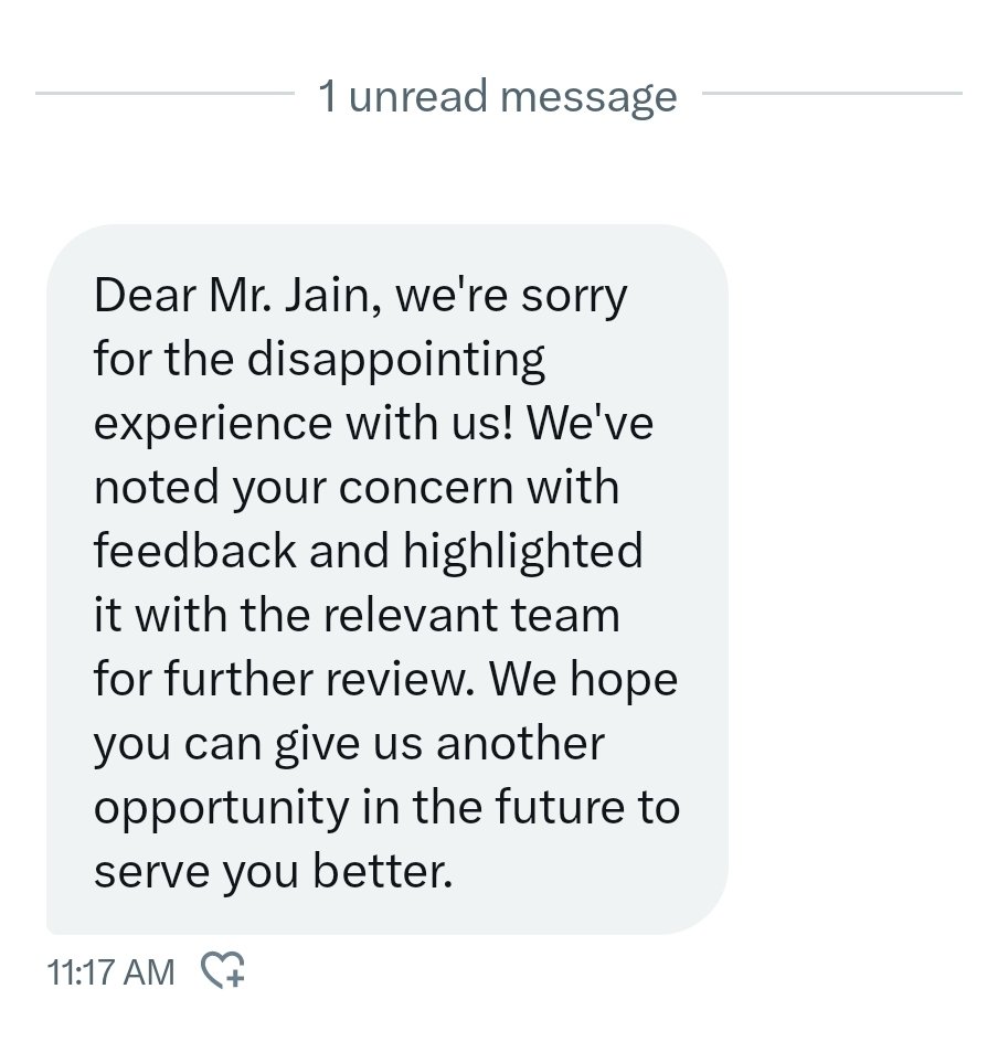 manikantjain's tweet photo. @airindia There is nothing new reply which you DM. Every complaint has same sort of reply. What to do with your apology?  and for quality isssue you just felt sorry and always sorry... from last 8 months I got many similar reply but not improvement. https://t.co/QF601lTBXf