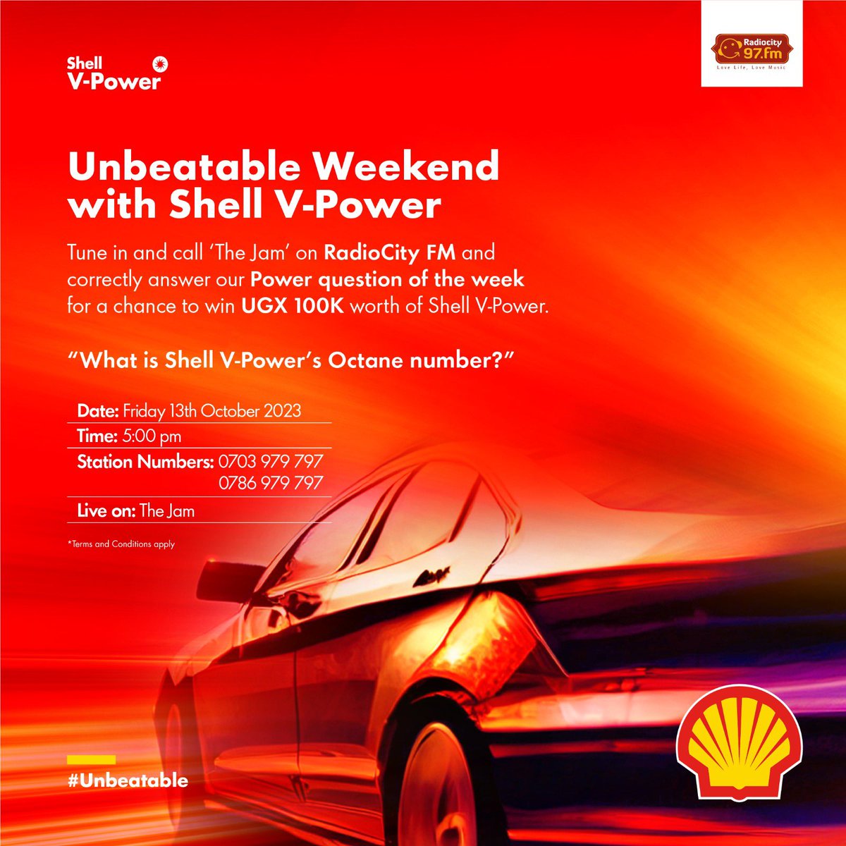 97fmRadiocity's tweet photo. Rev your engines once again and win 100k worth of Shell V-power fuel. 

#ShelllVpower #BeUnbeatable #GoWell #Unbeatable https://t.co/JzOigkJUKI