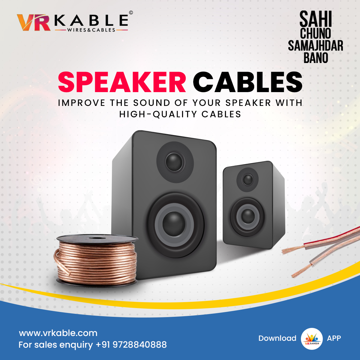🔊Elevate Your Sound Experience with VR KABLE Speaker Cables 🔊

🎵Why should you choose VR KABLE Speaker Cables? 🎵
🔊Unparalleled Sound Quality
🔌Reliable Connection
🧊Durability
🌟Easy to Install

For more details call us on 09728840888 

#VRKABLE #AudioQuality #SpeakerCables
