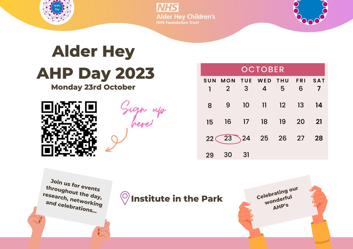 At @AlderHey we are having our #AHPsDay celebrations a bit later in the month - still time to sign up @LCooper102 @AHHSLTSefton @AHRTraumaRehab @rad_alderhey @AlderHeySLTLiv @AlderHeyOT @SeftonPTOT @AlderHeyphysioC @AlderHeyPhysio @AH_Dietitians @AHOphthalmology @alderheytheatre