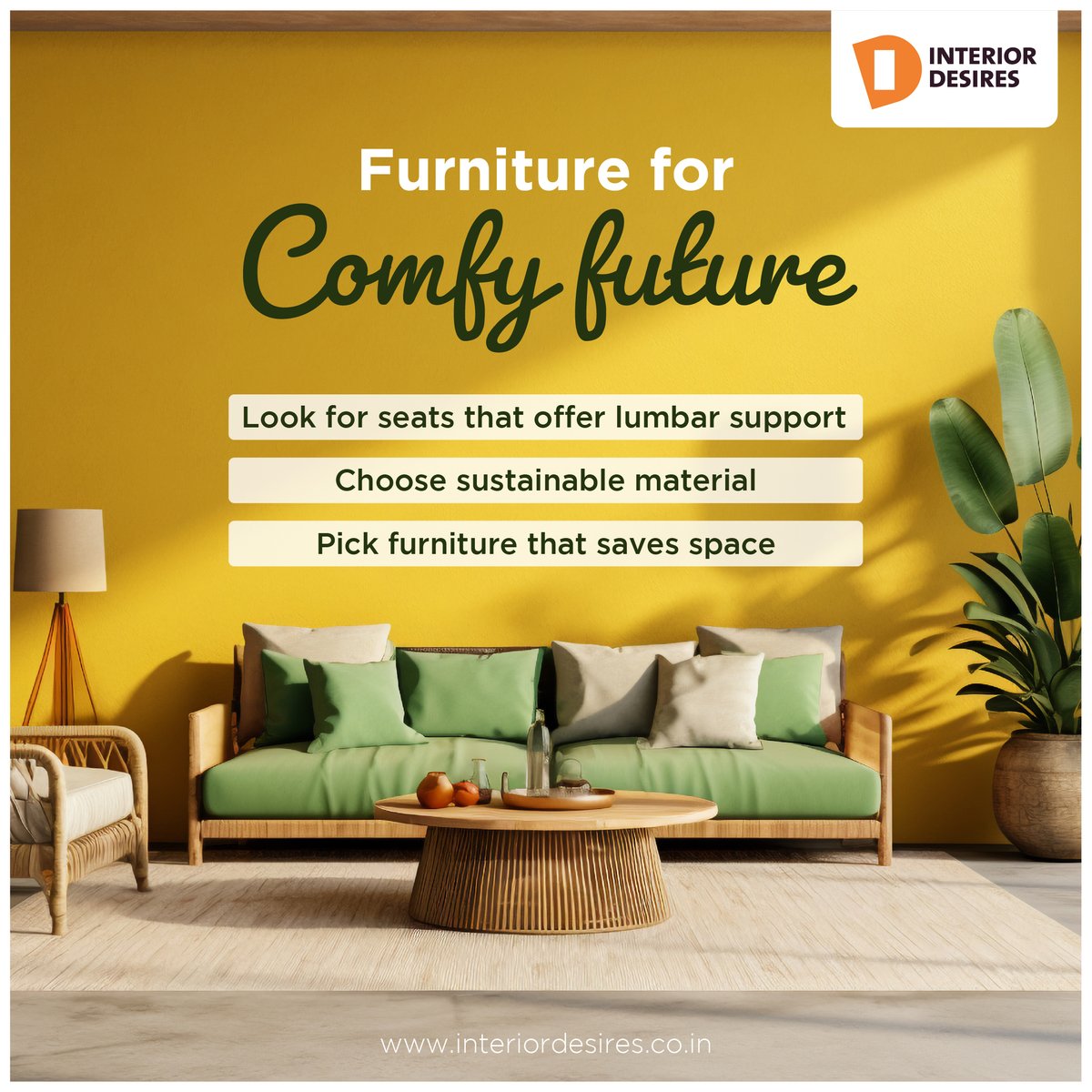 Our experts share their favourite design tips to seamlessly integrate ergonomic furniture into your home's interior, creating a harmonious and inviting atmosphere.

#InteriorDesires #Furniture #ErgonomicFurniture #InteriorSolutions #InteriorDesigns #HomeSoltuions #DesigningSpaces