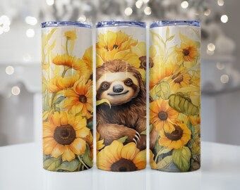 Our new #tumblerwrap  at Nellie’s design lab #cutesloth #tumblerskin #tumbler perfect gift for #her #drinkware check out our Etsy store etsy.me/3rOpQy0