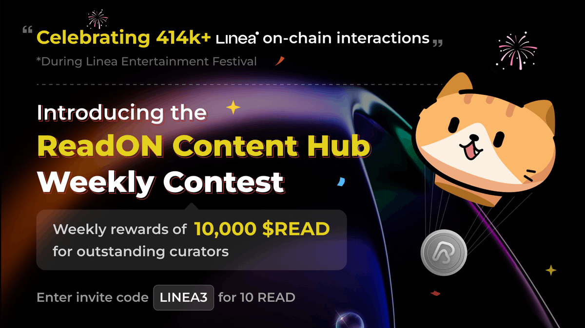 🚀 Introducing the ReadON Content Hub Weekly Contest!

A heartfelt thanks to everyone who supported us at the Linea Entertainment Festival with on-chain transactions surpassing 414K times! ✨

We are giving back to the community 10,000 $READ Test Tokens every week to reward