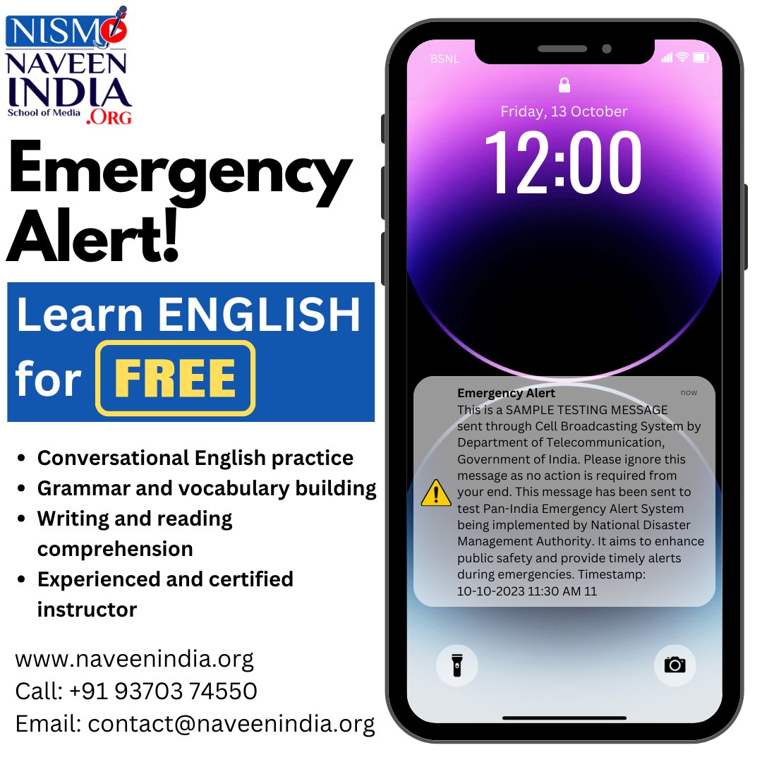 naveenindiaorg's tweet photo. 🚨 Emergency Alert 🚨 Access a complimentary English learning course covering fundamental to advanced levels, absolutely free! No hidden fees whatsoever.📚 Enhance your language skills today.
#emergencyalert #emergency #naveenindiaschoolofmedia
#FreeEnglishCourse #LearnEnglish https://t.co/mJdjcgS87e