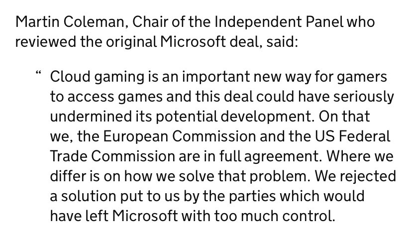 lewis_crofts's tweet photo. Cold winds still blowing between @CMAgovUK & @EU_Competition
Here, CMA says the solution it rejected (the one the EC accepted) in #MicrosoftActivision “would have left Microsoft with too much control.”
#ThrowingSomeShade https://t.co/Er4e7jimiw