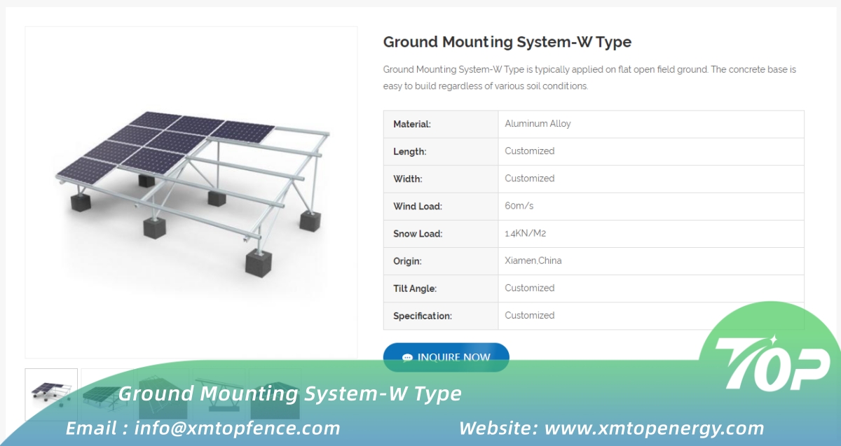 LIJUANYU4's tweet image. 📣New Product: Ground Mounting System-W Type

🔔 Ground Mounting System-W Type is typically applied on flat open field ground. 

📬Email : info@xmtopfence.com
🌐 Website: xmtopenergy.com

#solarpanel #solarmountingsystems #solarmountingsolutions #solarbracket