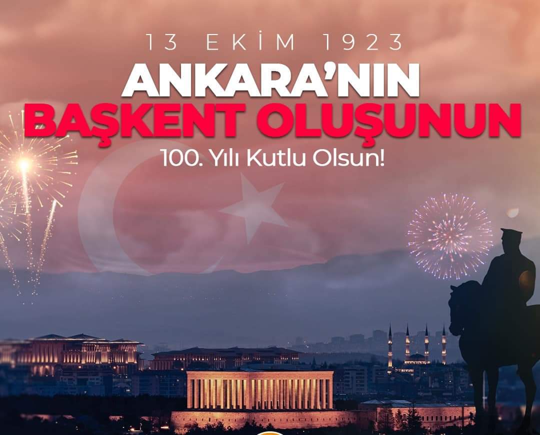Cumhuriyetimizin başkenti Ankara'nın başkent oluşunun 1️⃣0️⃣0️⃣. yıl dönümü kutlu olsun.🇹🇷
#13Ekim1923
#AnkaranınBaşkentOluşu