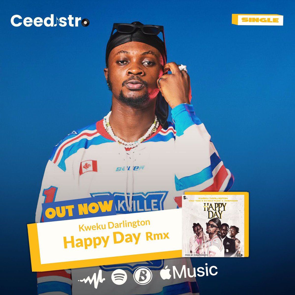 AlphaSarkces's tweet photo. Happy Day Remix  by @KwekuDarlingGH ft @Amerado_Burner , @YAWTOG_ and @KwekuFlick us out Now. Let’s Stream and Support 💙🙏💡 #HappyDayRemix

Fanlink: https://t.co/0lm4QFEIfR https://t.co/PtFwlSewnr