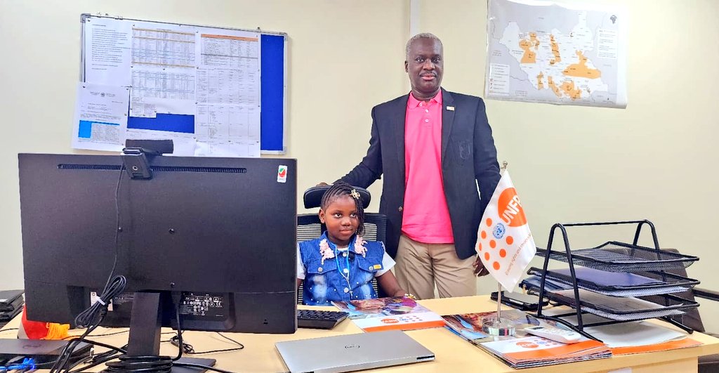 OlajideDemola's tweet photo. "Growing leadership is like planting trees under whose shade one may sit in the future." A deep pleasure to hand over the duties of Representative @UNFPA 🇸🇸 to @GenesisSiapai for today. #LetGirlsLead #Rep4ADay #IDGC2023 #Musharaka4Tanmiya @UNFPASouthSudan https://t.co/AyJ001D9qA
