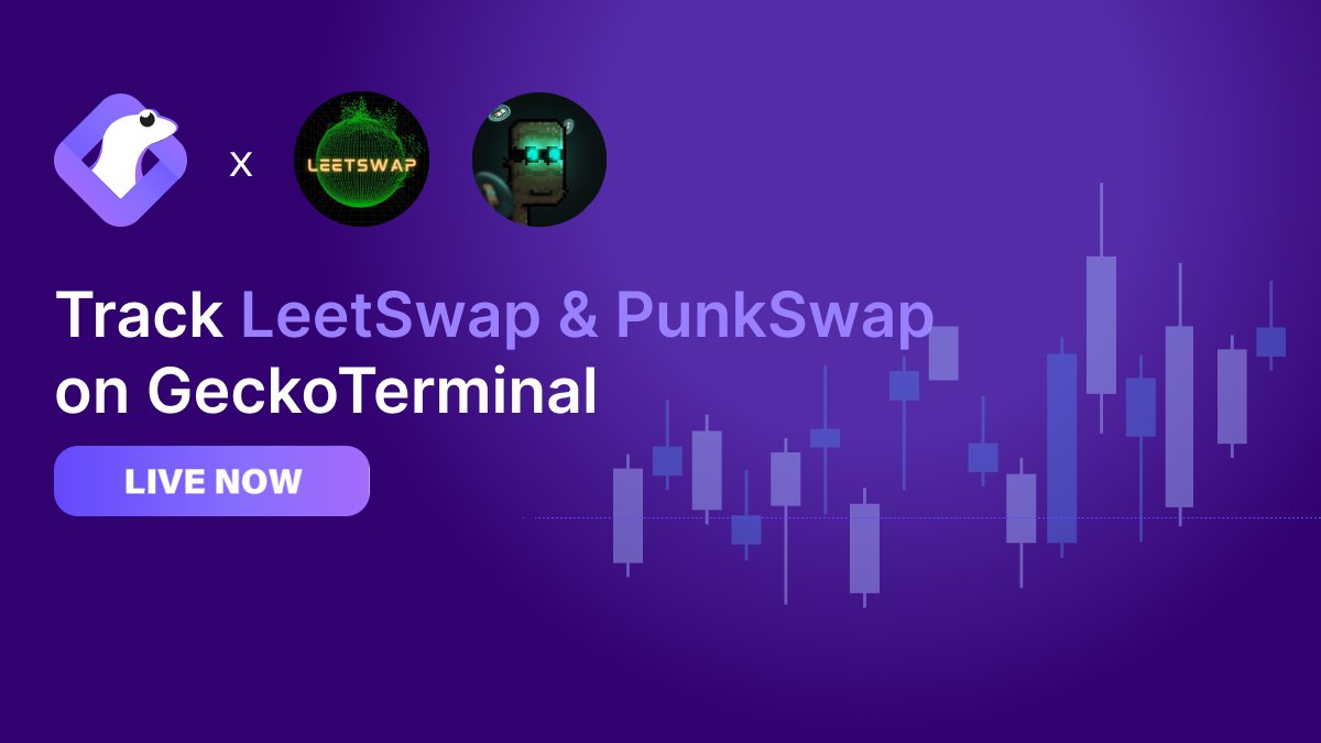 GeckoTerminal's tweet image. Now tracking @LeetSwap and @PunkSwapDEX on Scroll (@Scroll_ZKP).
Chart $PUNK, $LEET, and more tokens trading on these DEXes.