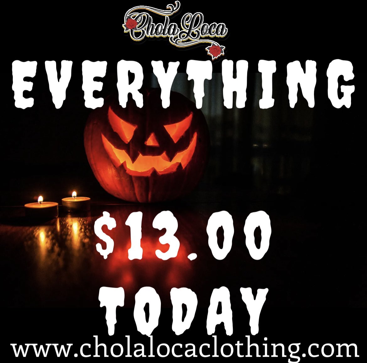 Thecholaloca's tweet photo. Spooky sale going on #fridaythe13th @cholalocaclothing 
#cholaloca #fridaythe13th #spooky #scary #dontbescared #onlinesale #thirteen https://t.co/vw8okQ7JQT