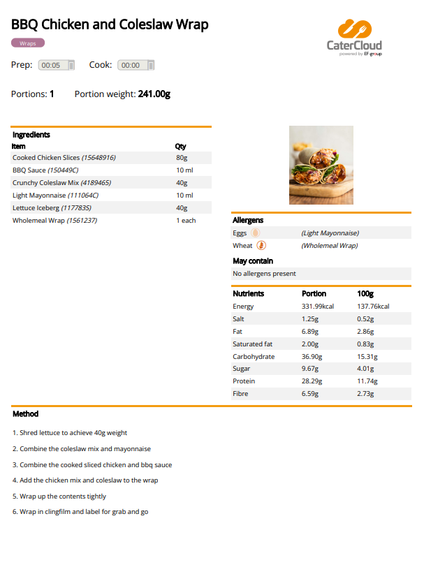 Look at how simple our CaterCloud recipe print-outs look &amp; how much info they display concerning allergens &amp; nutritional content! 🥪

Easy print-outs for education caterers to keep handy in the kitchen 🖨️👨‍🍳

#simplicity #allergeninfo #nutrition #educationalcatering