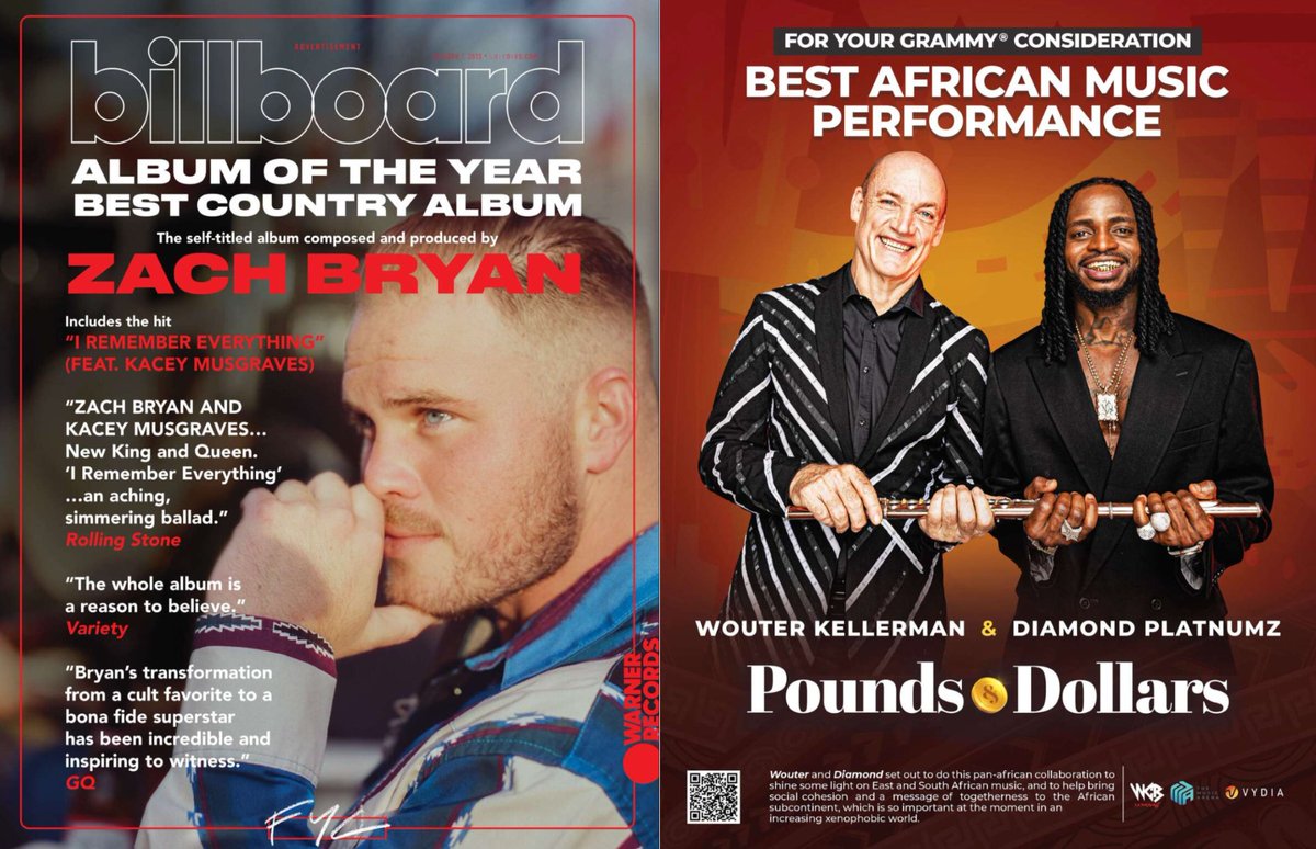 In the latest Billboard magazine! 😊

#FlutePainter🎶🎶
#WouterKellerman #DiamondPlatnumz #Pounds&Dollars #BillboardMagazine #LatestIssue #MusicNews #EntertainmentNews