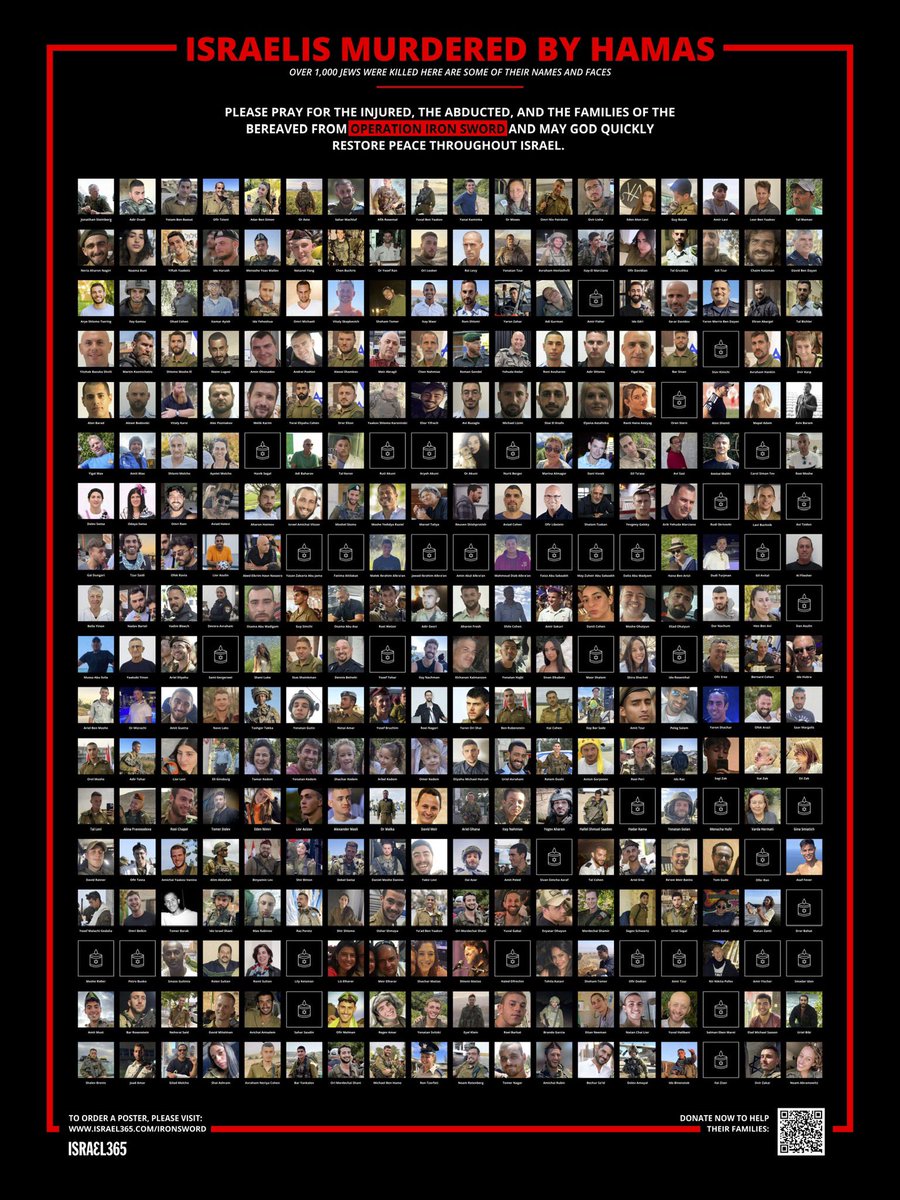theisraelguys's tweet photo. Over 1,000 Israelis were murdered by Hamas. Here are some of their names and faces. https://t.co/sLVa00i9fO