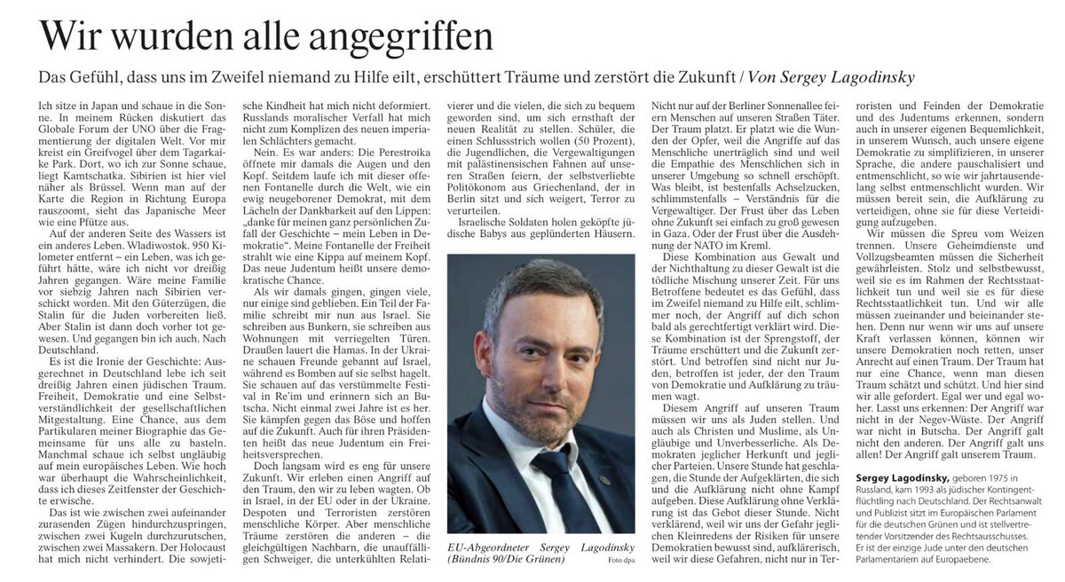 #Hamas ruft für heute zum Tag des Hasses gegen #Juden auf. Wir antworten mit dem Tag der #Solidarität! Versammelt Euch vor Synagogen. Zeigt den jüdischen Menschen, dass sie nicht alleine sind. Skandiert Freundschaft statt Hass! Denn Angriff gilt uns allen -> mein Text bei #FAZ: