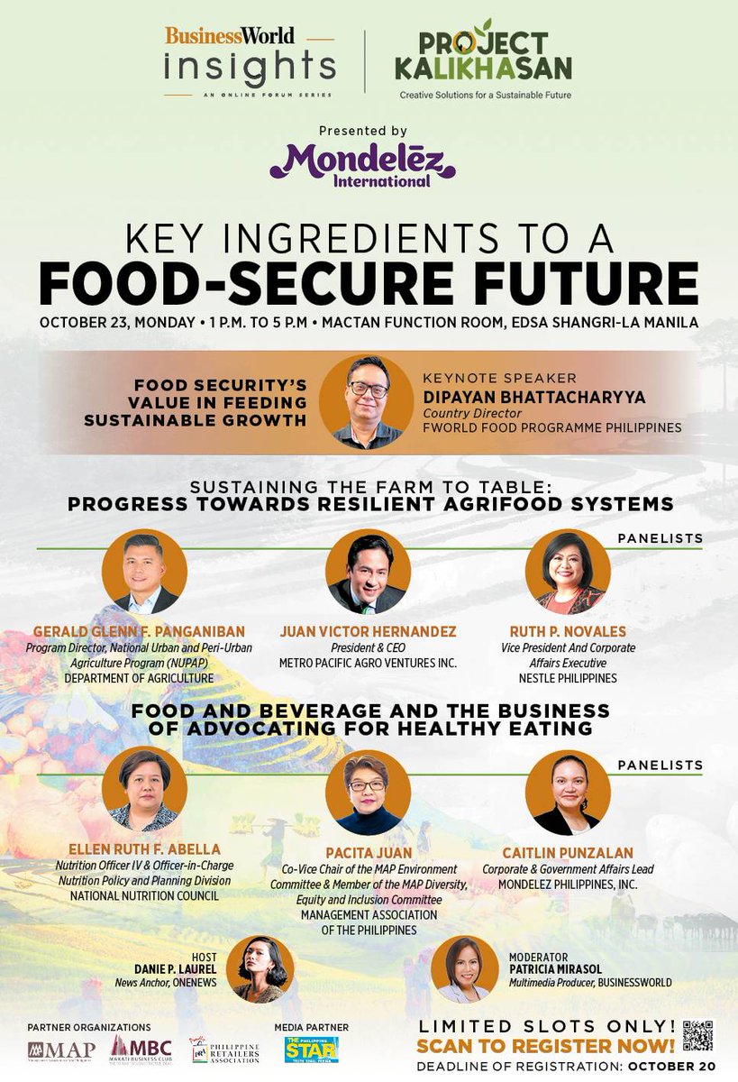 MBCforum's tweet image. How does the Philippines compare with the rest of the world regarding the matter of food security? How do we stay ahead in addressing this issue? 

 Register now: bit.ly/3FcdimY   

#BusinessWorldInsights  #ProjectKaLIKHAsan  #FoodSecurity #BWorldX